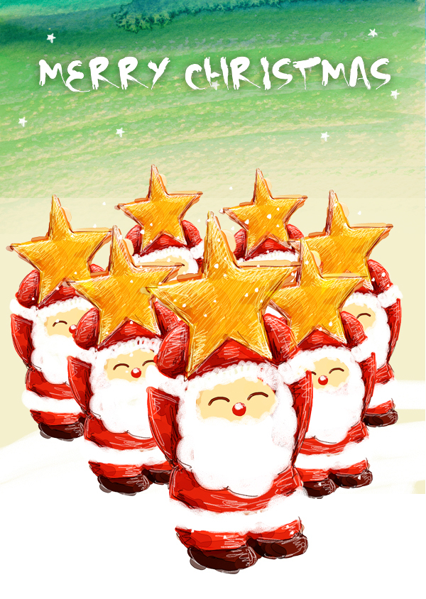 Cute Santa Claus Stars Psd Layered Material