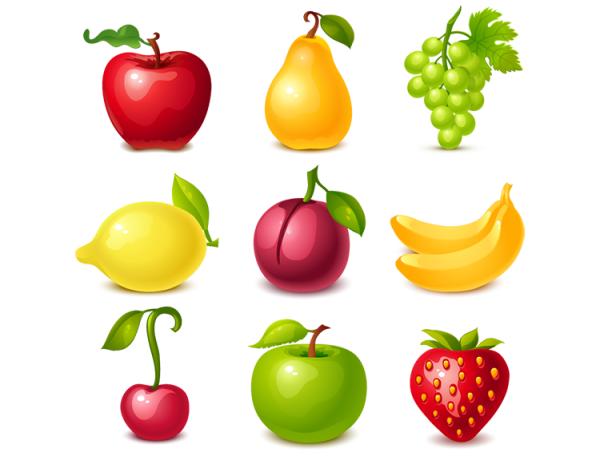 ícones de deliciosa fruta delicada