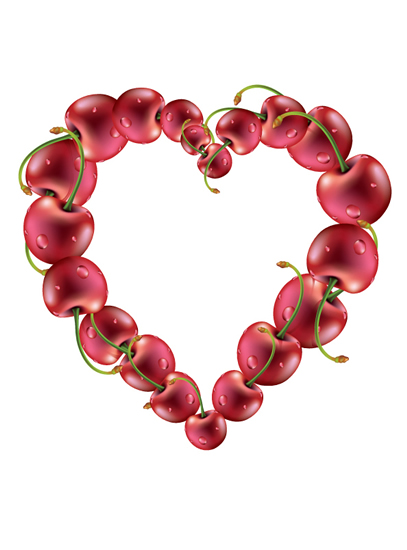 Delicious Fruit Apple Cherry Heart