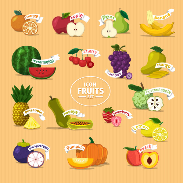icônes de fruit délicieux
