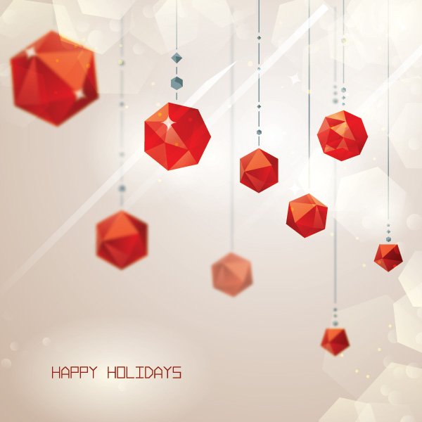 Dimensional Ornaments Gradient Holiday Cards