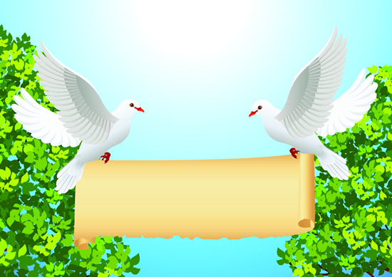 นกพิราบแห่งสันติภาพกับม้วนกระดาษ