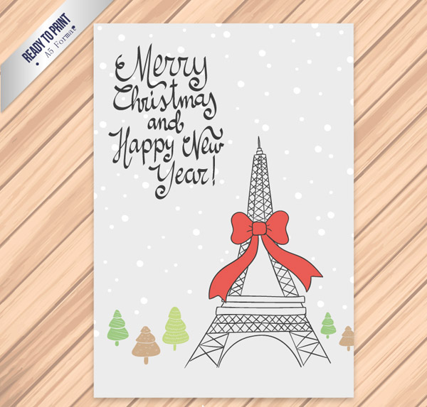 kartu Natal Menara Eiffel
