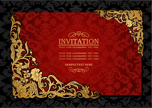 invitations élégant motif or