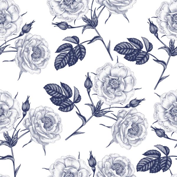 Elegant Hand Painted Floral Seamless Background