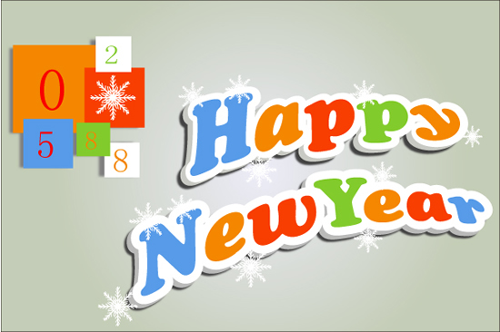 Feliz año nuevo de la escritura de inglés
