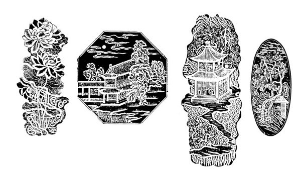 Ukiran Pola Gambar Garis Dinasti Qing Vektor Gratis