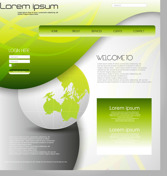 elementos de design de página da web de proteção ambiental