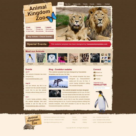 Europa und die Tiere Website Vorlagen Psd-Vorlagen
