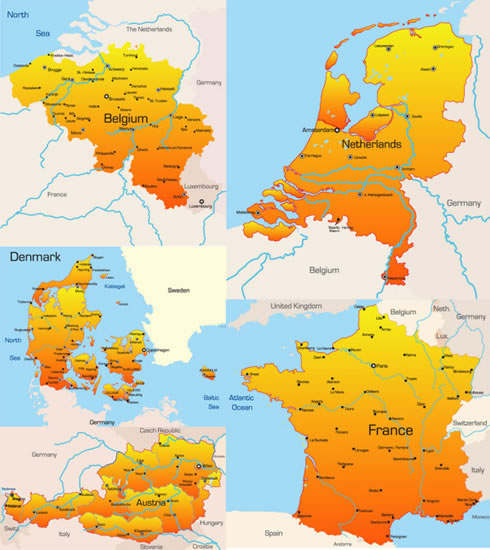 ヨーロッパの地理的な地図