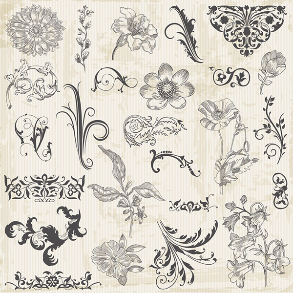 European Flowers And Traditional Pattern