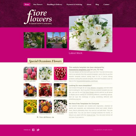 歐洲花卉網站範本 psd 範本