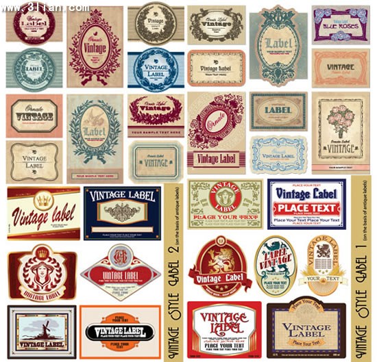 label vintage Eropa