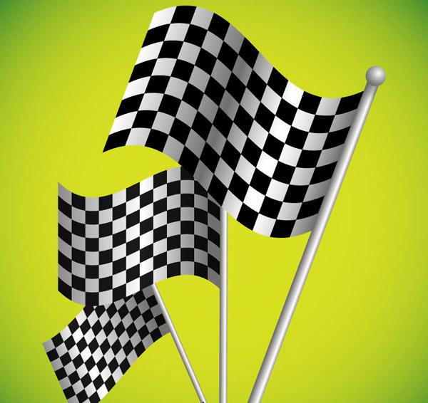 Bandeira de xadrez preto e branco de corrida F1