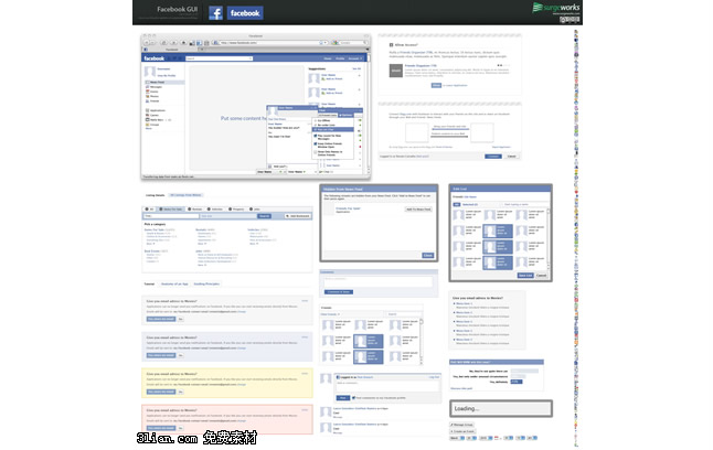 Facebook gui web interface desain template psd bahan