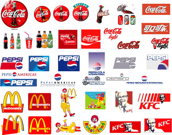 著名的速食食品和飲料品牌徽標