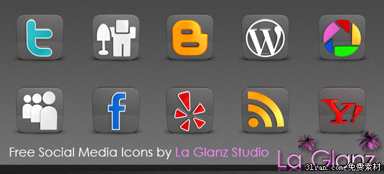 famoso web2 e sns site logotipo cinzento texturizado ícones redondos