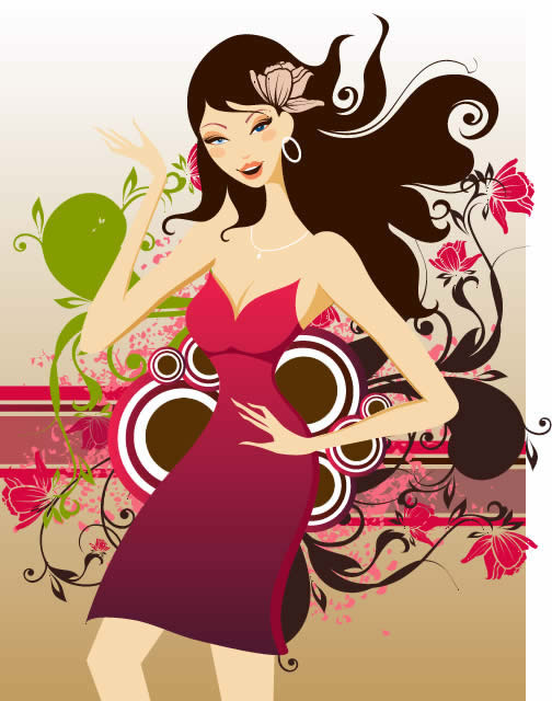 Fashion Girl With Patterned Backgrounds