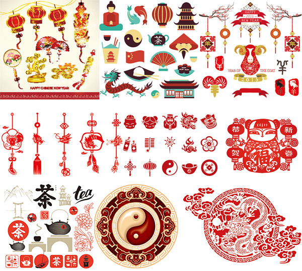 moda chinoiserie Tema öğeleri