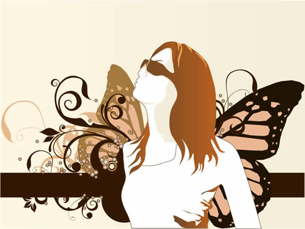 Female Silhouette And Patterned Background