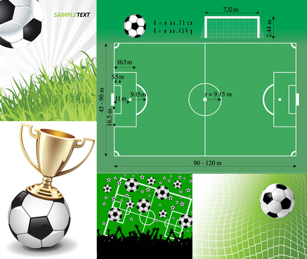 diseño de campo tamaño y Copa de fútbol