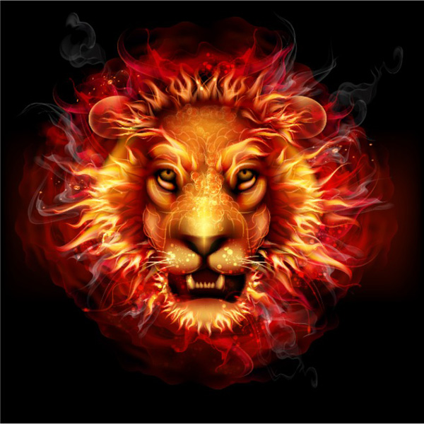 flamme roi tête de lion s
