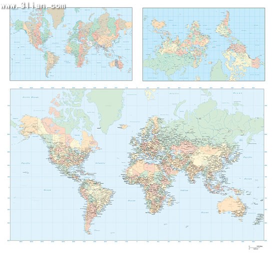 世界の平らな地図