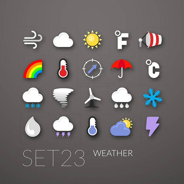 ikony pogody płaski