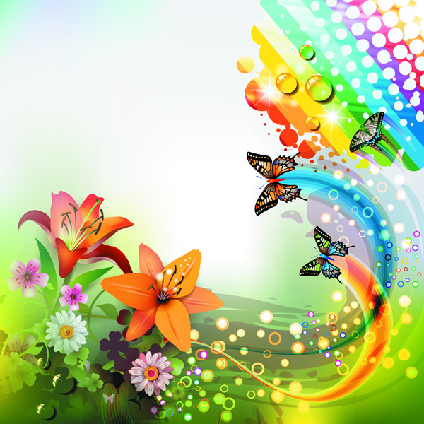 Flower Butterfly Colorful Background