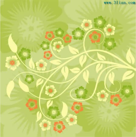 Flower Pattern And Green Background Shading