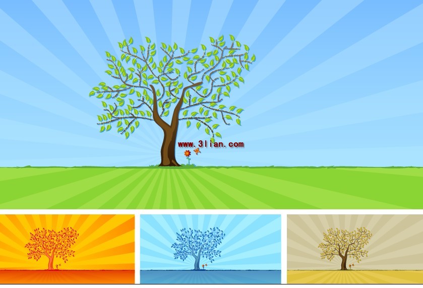 vier Jahreszeiten Bäume material