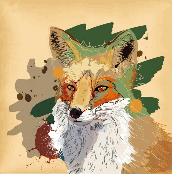 Fox inkjet akwarela, ilustracja