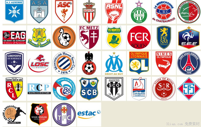 France Football Club Badge Icons
