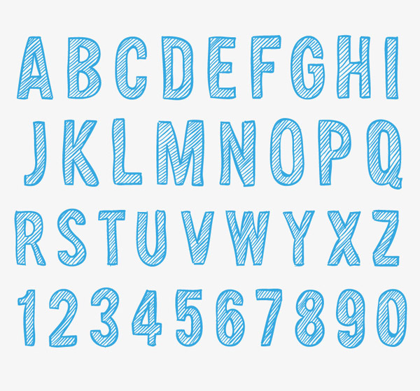 Дизайн свежий синий алфавит
