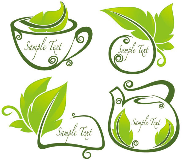 свежих зеленых листьев чайник силуэт