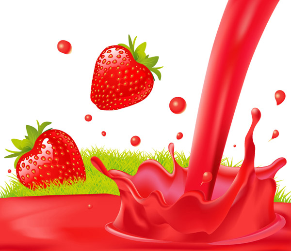 新鲜草莓和草莓汁