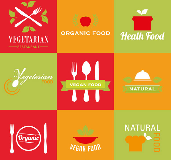 świeży wegetariańskie jedzenie logo