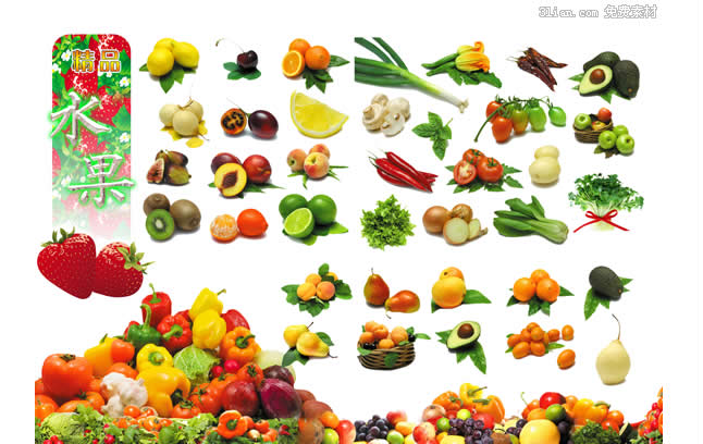 material de psd de frutas e hortaliças