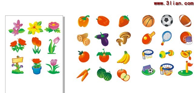 ícones de flores frutas sporting