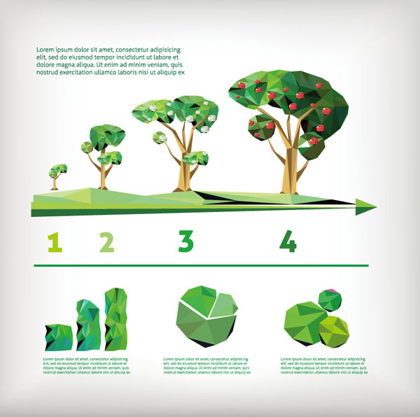 información de la geometría de árboles frutales