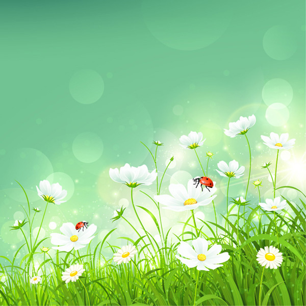 Gesang flores en fondo verde de la primavera