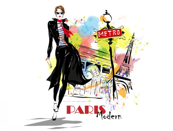 Girl Paris Hand Painted Backgrounds