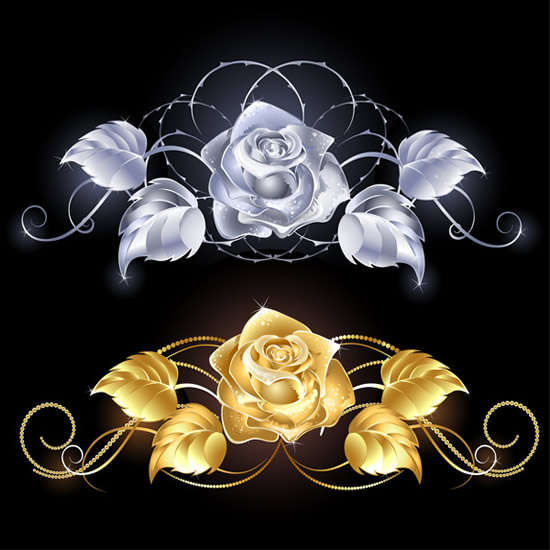 Gold And Silver Rose Lace Vector
