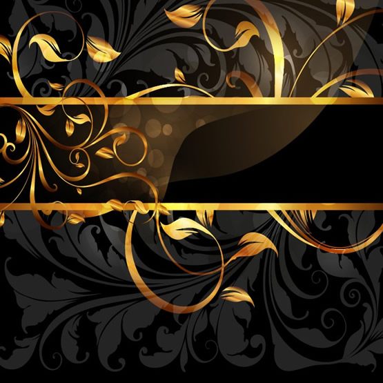 ゴールドの質感の装飾的なつるパターン