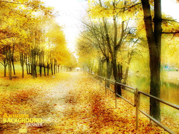 黄金の秋の風景の背景
