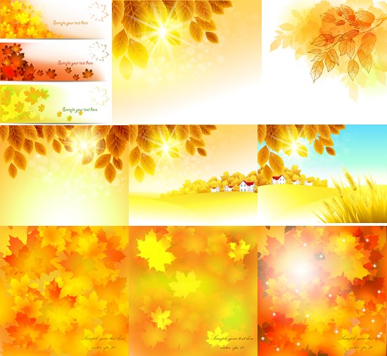 Golden Autumn Leaves Background