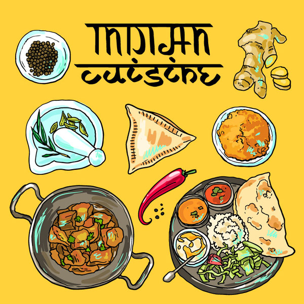 偉大なインドの料理のイラスト