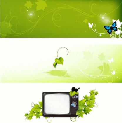 خلفية خضراء فراشة تلفزيون