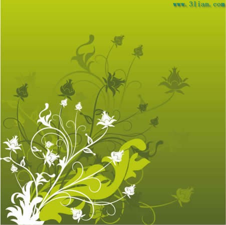 Green Background With Flower Pattern Materials