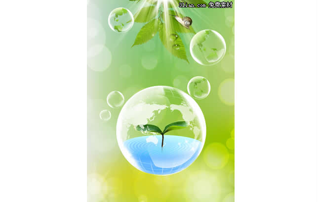 Green Bubble Seedling Leaves Psd Material